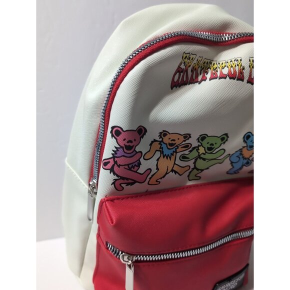Grateful Dead Mini Backpack White/Red Straps Dancing Bears Pattern & Logo NWT - Picture 3 of 12